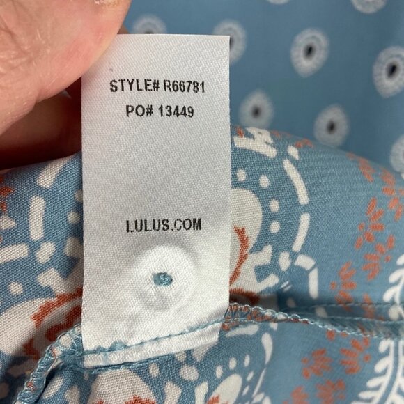Lulus Secret Paradise Blue Print Shift Dress Size XS Bohemian Mini Festival Boho - Picture 10 of 15